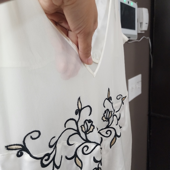 Marks and Spencer White Vintage Maxi Slip Dress size 14 with Floral Embroidary - Picture 5 of 12